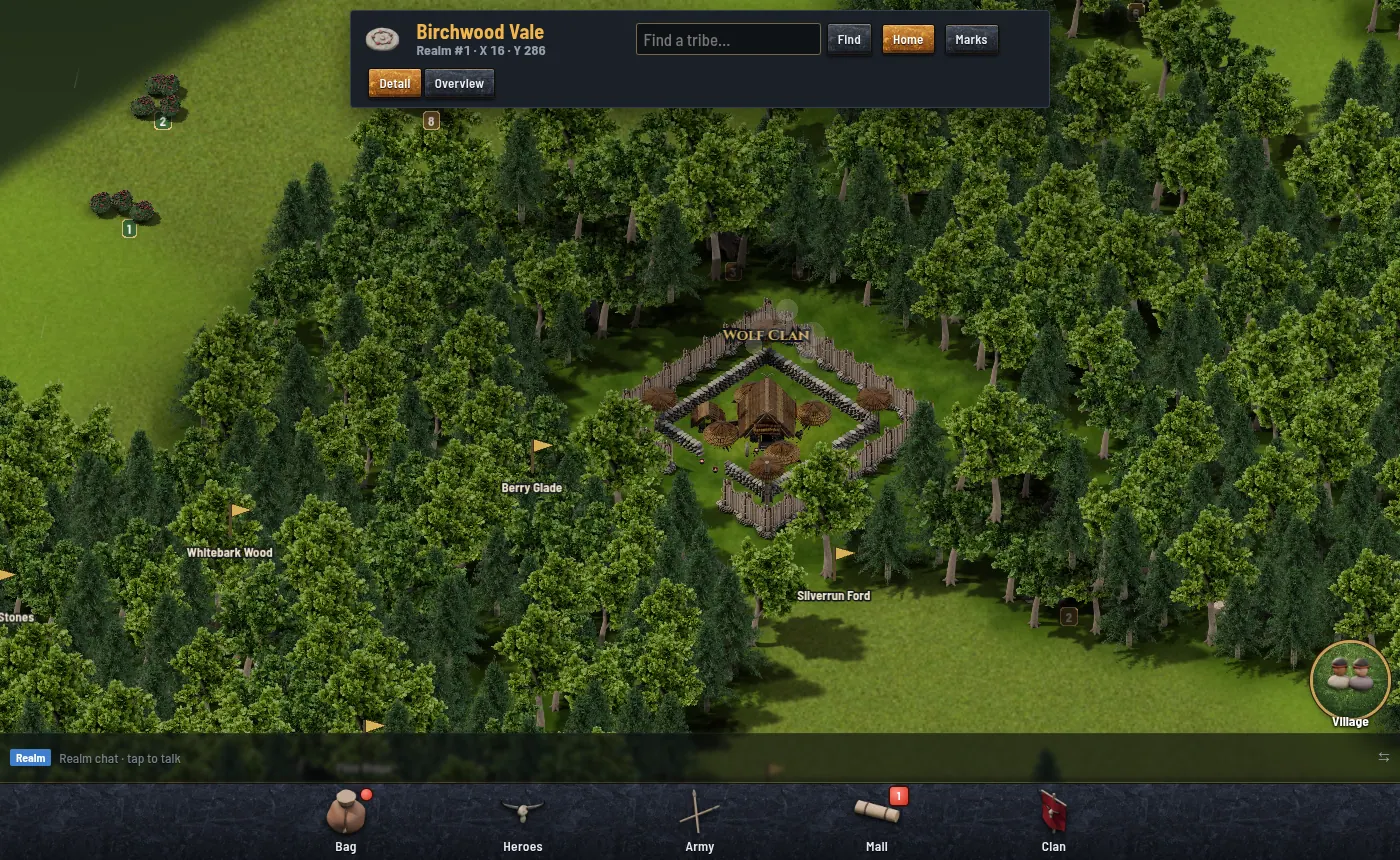 The world map: forest around the fort of the Wolf Clan