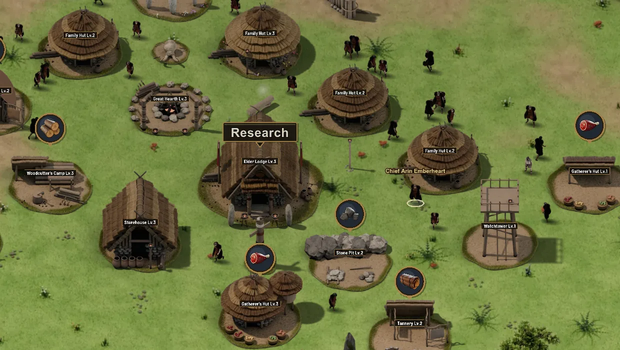 The heart of Greenhollow: the Elder Lodge, the Great Hearth and the family huts